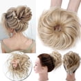 thumbnail image 2 of Benehair Clip in Hair Extensions Wrap on Messy Hair Bun Scrunchies Curly Wavy Ponytail Hairpiece Real Thick Updo Extensions for Women Wedding Dark Blonde & Bleach Blonde, 2 of 7