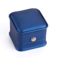 thumbnail image 2 of PU Leather Ring Gift Boxes with Golden Plated Iron Crown and Velvet Inside for Wedding Jewelry Storage Case Blue 5.85x5.8x4.9cm, 2 of 3