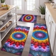 thumbnail image 2 of Colorful Tie Dye Floral Mandala Pattern Kitchen Rugs Sets Of 3,Kitchen Runner Rugs Non Skid Washable,Decorative Kitchen Floor Mats for Kitchen,Sink,Laundry,17"x30"+ 17"x47" + 17"x59", 2 of 6