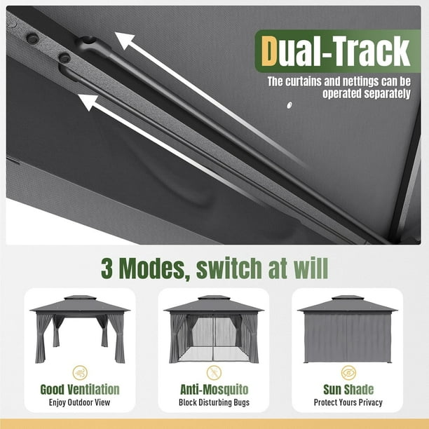 Aoxun Gazebos - Outdoor Seating with Netting for Patios - Walmart