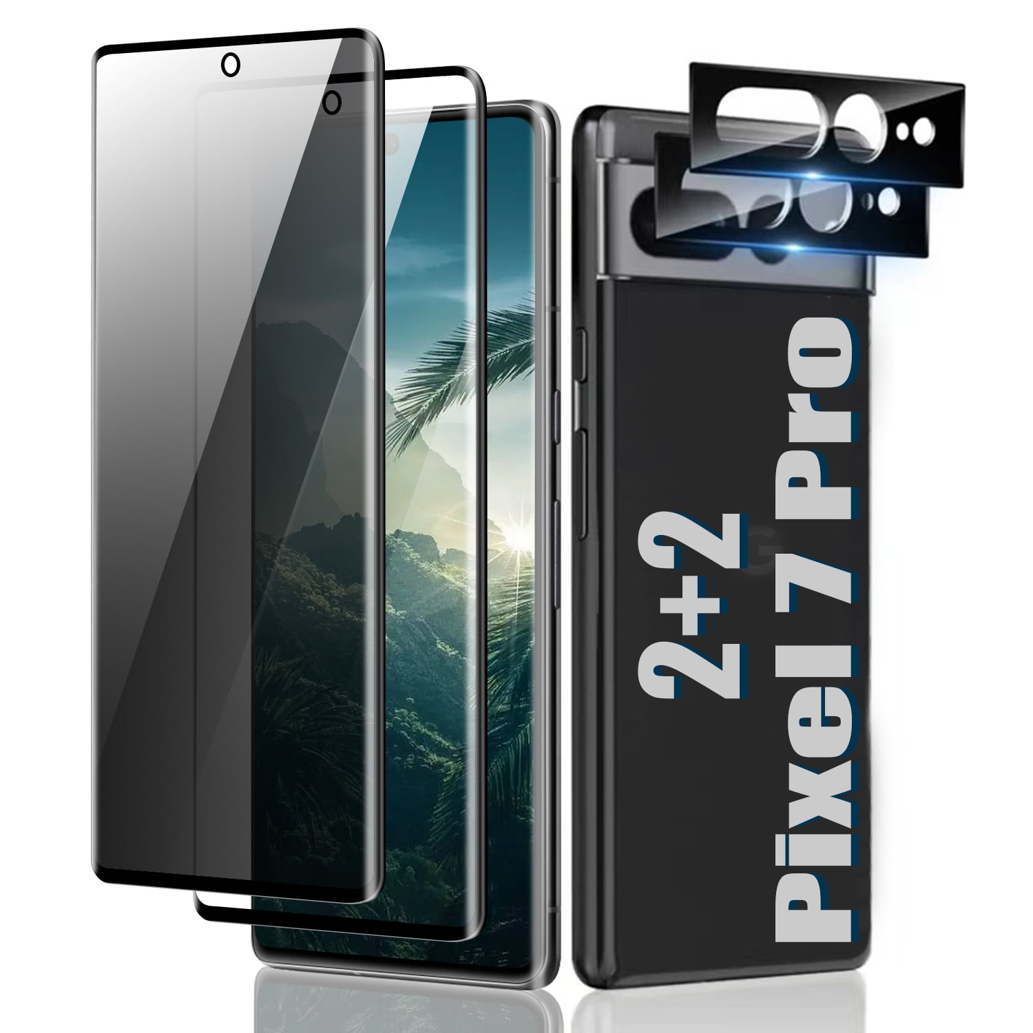 [2+2Pack]For Google Pixel 7 Pro Screen Protector, HD and Privacy