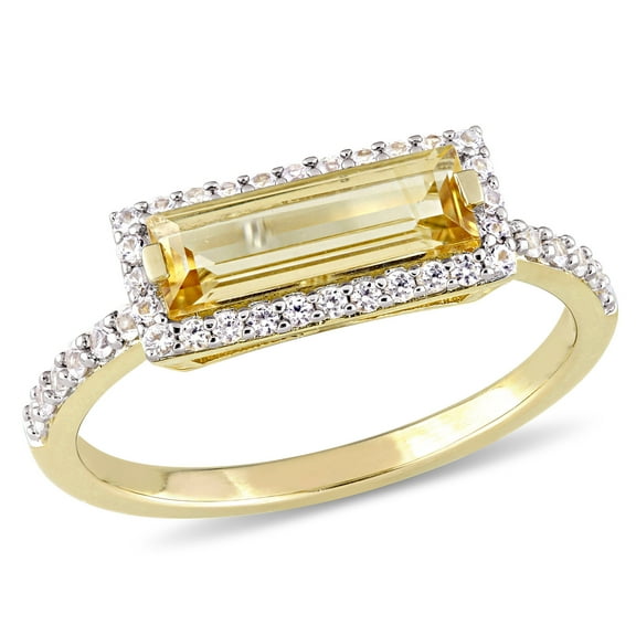 Everly Women's Citrine and Sapphire Yellow Gold Plated Ring