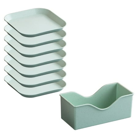 

Square Wheat Straw Dish Pasta Salad Bowl Lightweight Reusable Food Serving Party Snack Dinner Cooking Camping 7pcs