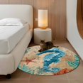thumbnail image 3 of Brown Sea Seahorse Coastal Round Rug 3ft Washable Circle Entryway Rugs Non Slip Nautical Coral Ocean Vintage Area Rug Indoor Floor Carpet for Bedroom Kitchen Living Room Office Dining Room Nursery, 3 of 8