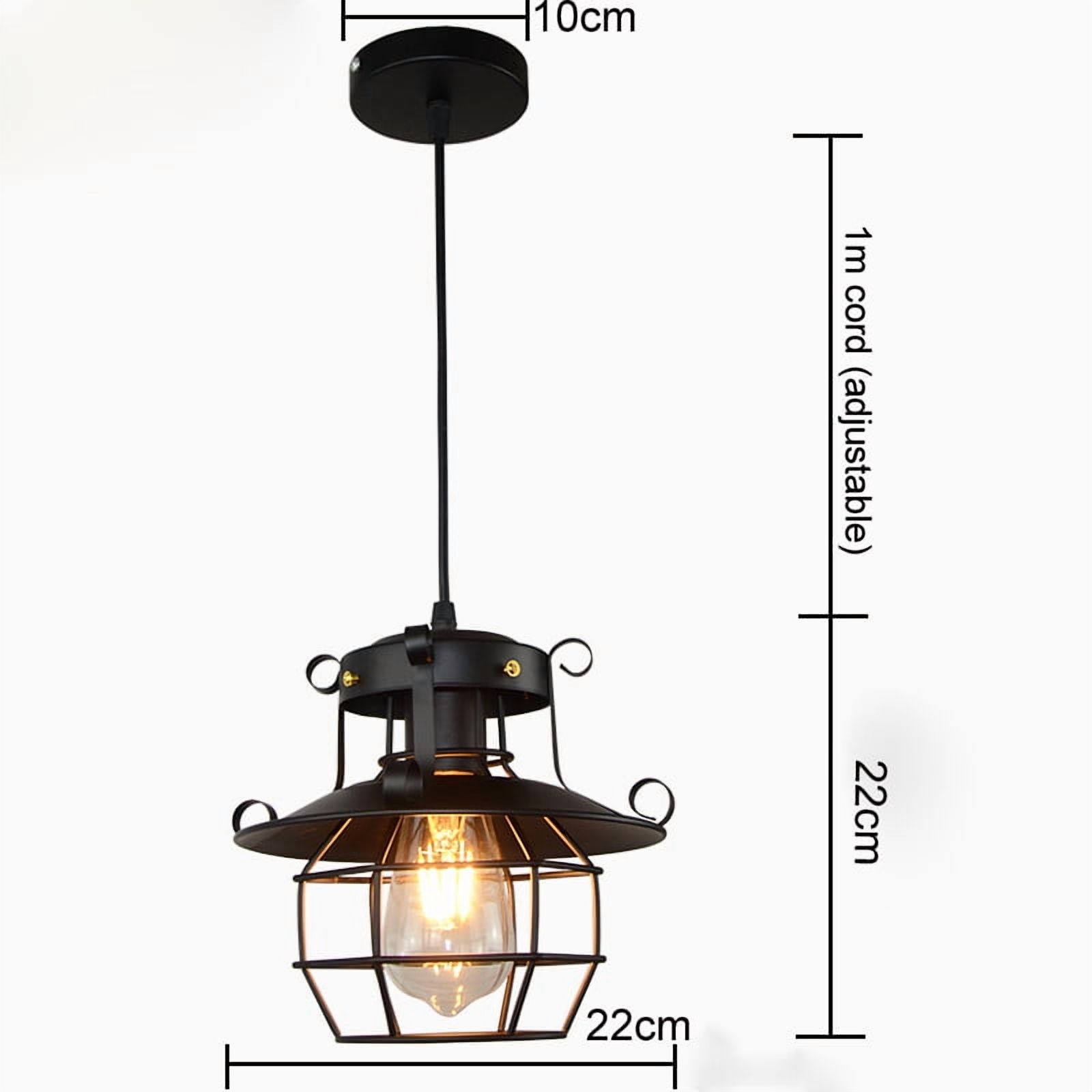 Retro Industrial Pendant Lamp, Farmhouse Iron Cage Ceiling Light Fixture for Kitchen Island 110-240V