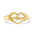 thumbnail image 2 of AFFY White Natural Diamond Accent Mom & Heart Ring In 14k Yellow Gold Over Sterling Silver (0.02 Cttw), 2 of 6