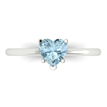 Clara Pucci 14K White Gold 1.25ct SwissBlueTopaz Solitaire Ring for Women