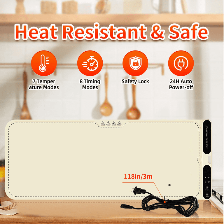 MQ Food Warming Mat, 39.4" x 15", 7-Level Temp photo 5