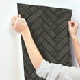 thumbnail image 5 of Chesapeake Canelle Black Brick Herringbone Wallpaper, 5 of 7