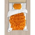 thumbnail image 3 of Dahlia Flower King Size Duvet Cover Set, Funk Art Old Vintage Floral Leaf Love Valentine's Day Special Celebration Theme, Decorative 3 Piece Bedding Set with 2 Pillow Shams, Orange, by Ambesonne, 3 of 3