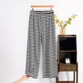 thumbnail image 5 of FRSASU Women's Pajama Lounge Pants Stripe Print Comfy Elastic Waisted Casual Stretch Palazzo Pajama Wide Leg Pants with Pockets Black, 5 of 5