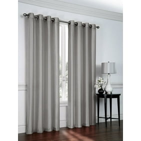 1 Panel Nancy Solid Silver Gray Semi Sheer Window Faux Silk
