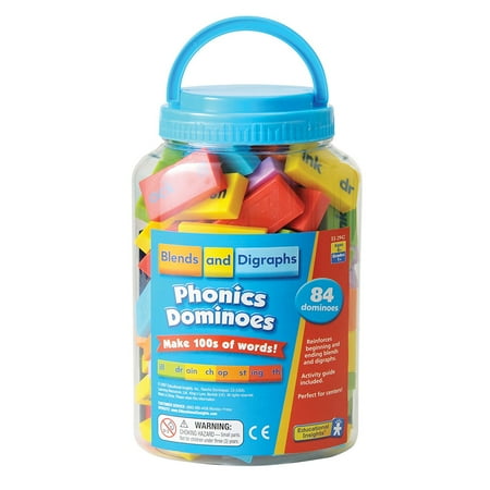 UPC: 0086002029423 | Educational Insights Blends & Digraphs Phonics Dominoes – Word Building Manipulatives for Classroom & Home Set of 84 Dominoes Ages 7+
