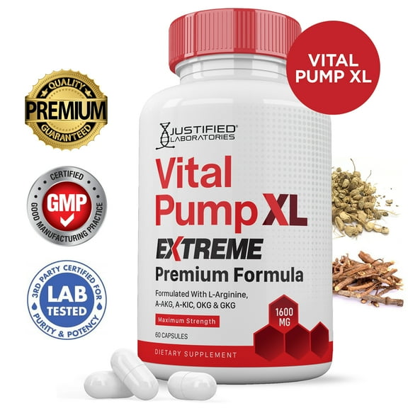 Vital Pump XL Extreme Pills 1600MG Premium Formula Proprietary Blend for Men's Health 60 Capsules