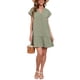 thumbnail image 3 of SAYOO Vestido de manga corta para mujer, vestido de ajuste holgado con dobladillo con volantes y cuello en V de color sólido, ropa informal simple y elegante de una pieza SAYOO  S M L XL XXL, 3 of 8