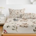 thumbnail image 6 of Twin Sze Fitted Sheet Set - Bunny Flower 2 Piece Bedding Sets 16" Deep Pocket Fitted Sheet with 1 Pillowcase, Farmhouse Rabbit Plant Pastoral Fruit Brushed Microfiber Hotel Luxury Bed Sheets, 6 of 9