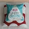 thumbnail image 2 of Creative Co-Op Square Cotton Blend Printed Pillow with Embroidered Santa, Fringe and Pom Pom Trim "Merry Christmas To All", Multicolor, 2 of 4