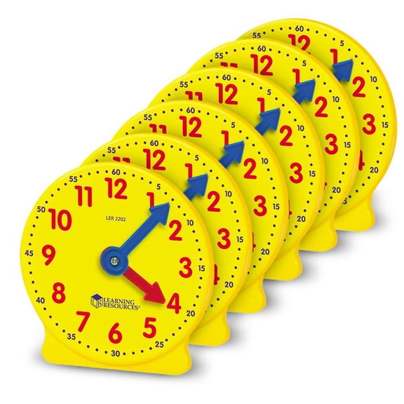 Learning Resources Big Time Student Learning Mini Clocks, 4 Inches, Set of 6
