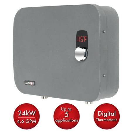 Atmor ThermoPro 24kW/240-Volt 4.6 GPM Stainless Steel Digital Tankless Electric Water Heater with Self-Modulating Technology