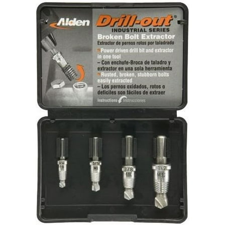 Alden 4017P 4pc Drillout Broken Bolt Extractor Kit