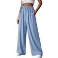 thumbnail image 2 of Wlynlyn Womens Pants Summer Boho Elastic Waistband Fashion Wide Leg Beach Pants Loose Casual Palazzo Pants Travel Vacation Clothes, 2 of 7