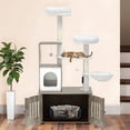 thumbnail image 2 of Uforic 59" Modern Wood Cat Tree for Indoor with Litter Box Enclosure and Cat Condo, 2-in-1 Cat Furniture with Scratching Posts & Hammocks, Gray, 2 of 9