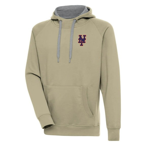 Men's Antigua Khaki New York Mets Victory Pullover Hoodie
