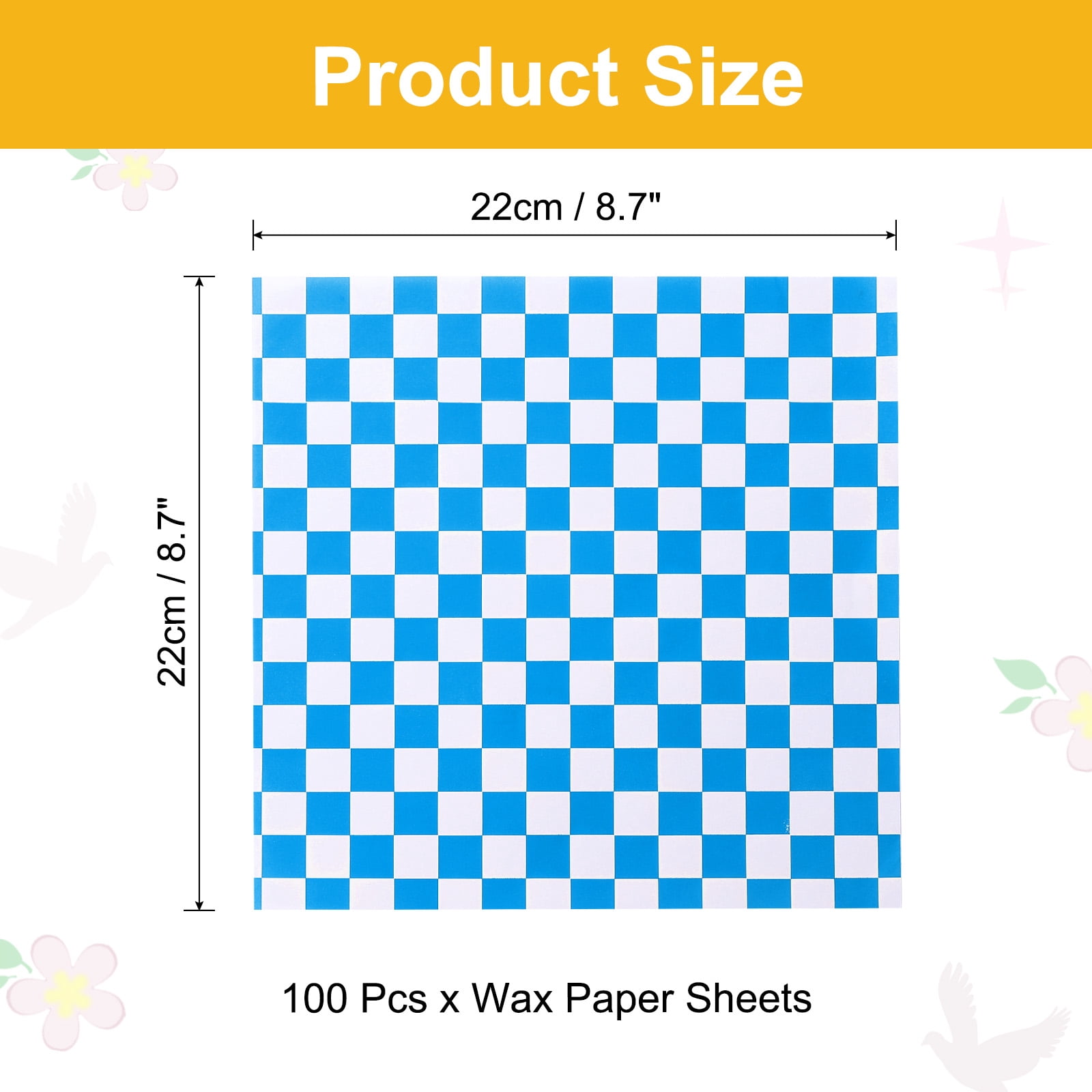Unique Bargains Wax Paper Sheets for Food Wrapping Sandwich Baking Paper Blue