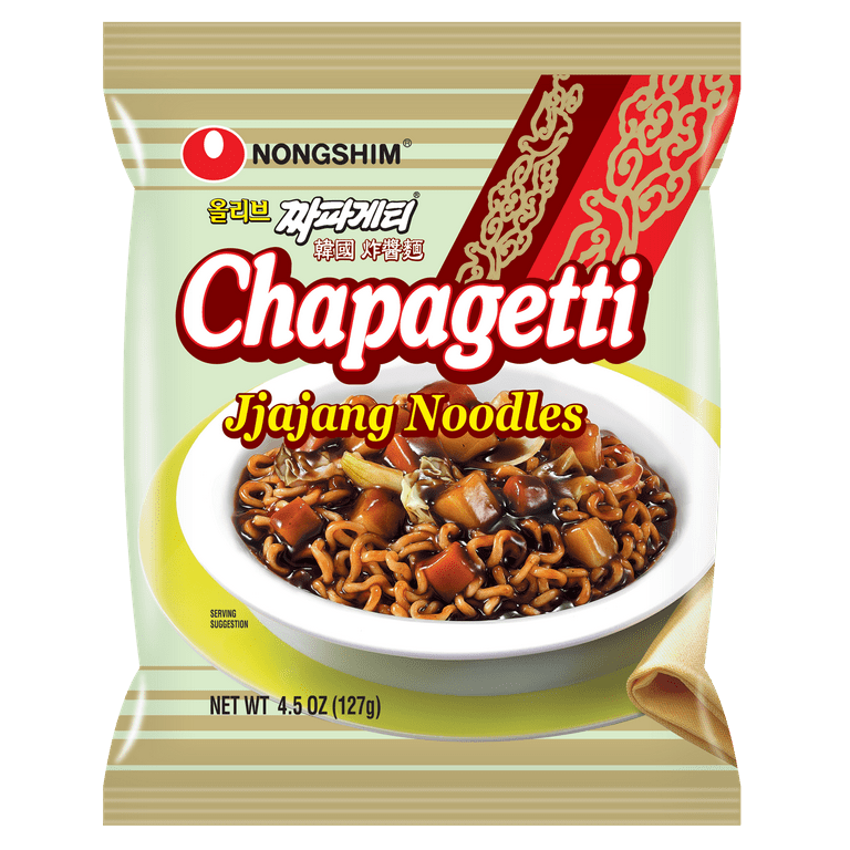 Nongshim Chapagetti Savory Chajang Black Bean Sauce Ramyun Ramen Noodle  Dish Pack, 4.5oz X 16 Count