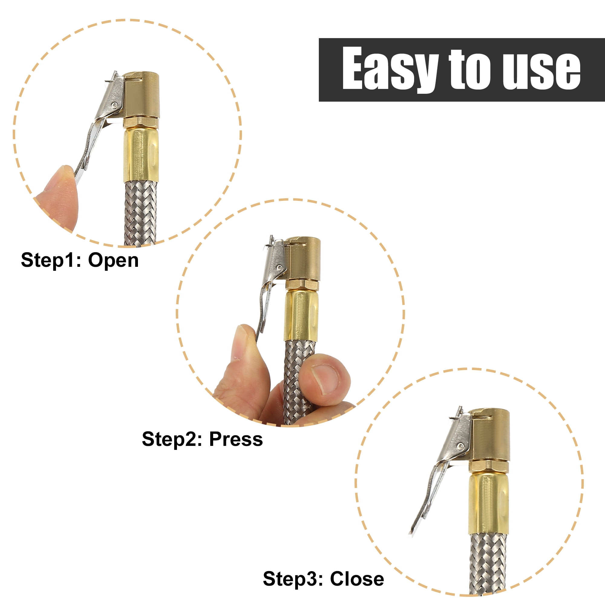 Unique Bargains Flexible Stainless Tire Valve Air Chuck Inflator Adapter 23.62"