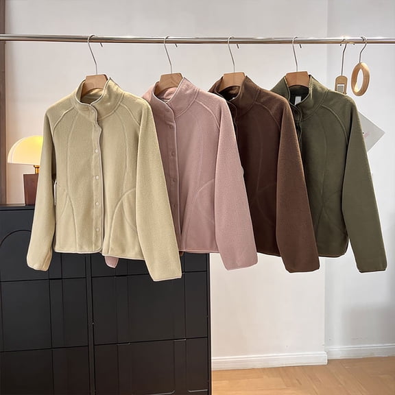 Women's Thin Fleece Long Sleeve Button Up Jacket Shacket Coat, Loose Fit Casual Warm Outerwear for Fall Winter | CSEONE,Brown XL