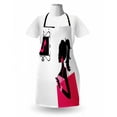 thumbnail image 3 of Fashion Apron, Young Woman Looking at a Shoe Store Shopping Female Dressing on Plain, Unisex Kitchen Bib with Adjustable Neck for Cooking Gardening, Adult Size, Hot Pink Charcoal Grey, by Ambesonne, 3 of 4