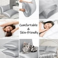 thumbnail image 7 of Silk Satin Pillow Cases Standard Size Set of 2 with Envelope Closure Skin & Hair Friendly Gifts for Women Men, 20"x 30" Queen Size, Silver, 7 of 7