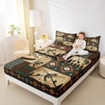 thumbnail image 6 of jejeloiu Bass Big Fish Twin Sheet Sets,Ocean Sea Animal Twin Fitted Sheet,Retro Aztec Geometric Flat Sheet For Boys,Microfiber Bedroom Decor,3 Pieces, 6 of 7