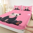 thumbnail image 3 of Homewish Kawaii Panda 4pcs Bed Sheets for Kids Children Teens,Pink Bubbles King Sheets,Cute Animal Super Cozy Sheet Set,Super Cozy Room Decor, 3 of 7