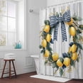 thumbnail image 6 of Farmhouse Style Shower Curtain for Bathroom Decor, Lemon Garland Bow Wood Grain Waterproof Fabric Shower Curtain, 36"x78" Set with 12 Hooks, 6 of 9
