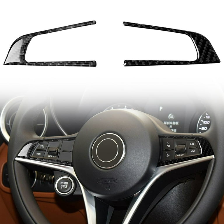 Star Home 2Pcs Auto Decor Steering Wheel Button Panel Stickers for Alfa  Romeo-Giulia 17-19