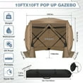 thumbnail image 3 of HOTEEL 10x10 ft Pop Up Gazebo Screen House Tent for Camping with 4 Sidewalls and Mosquito Netting, Waterproof, UV Resistant, Portable Carry Bag, for Outdoor Camping, Lawn and Backyard, Khaki, 3 of 9