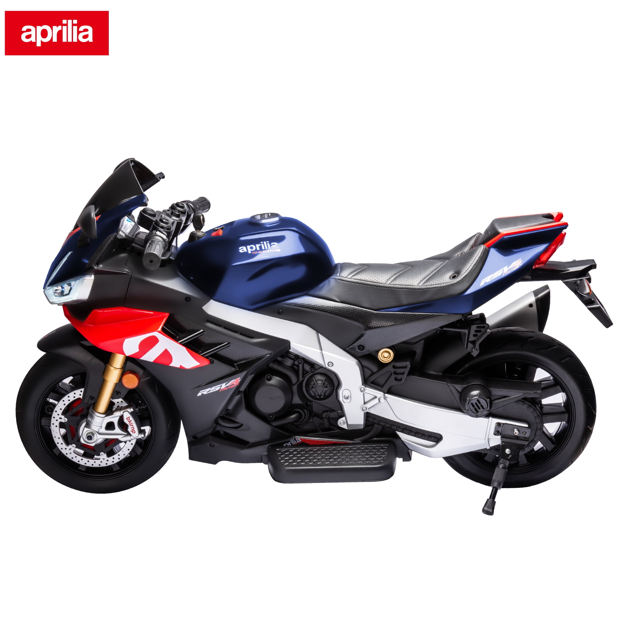 TCARAIWEN 24V Kids Motorcycle Electric Motorbike Aprilia Licensed Ride on Toy w/LED Lights Bluetooth Music Battery Powered 5MPH for Kids 3-11 Years Old,Blue