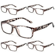 Gaoye 5-Pack Reading Glasses Blue Light Blocking,Spring Hinge Readers for Women Men Anti Glare Filter Lightweight Eyeglasses (5-pack Leopard, 1.75)