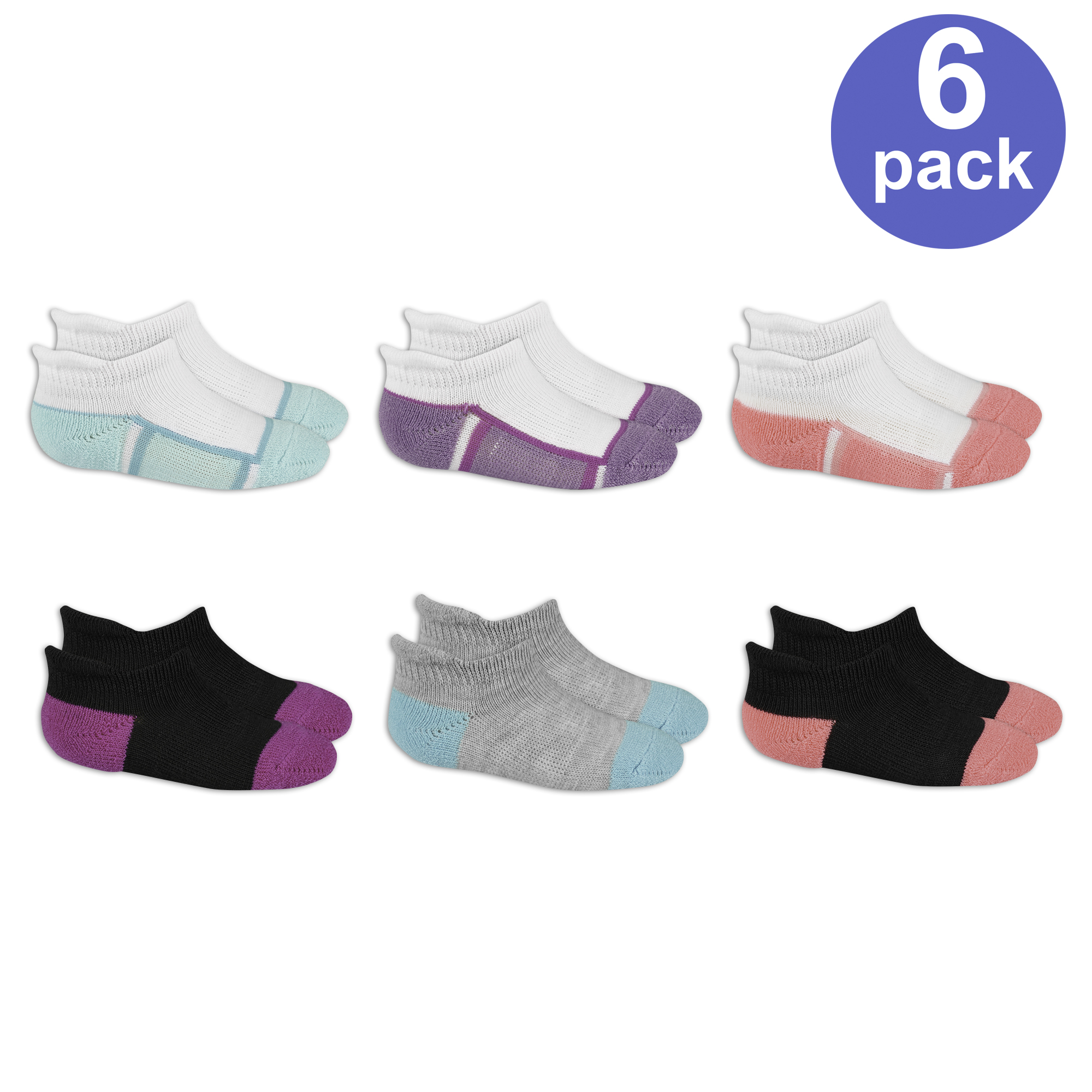 Baby Toddler Girl No Show Socks, 6 Pack