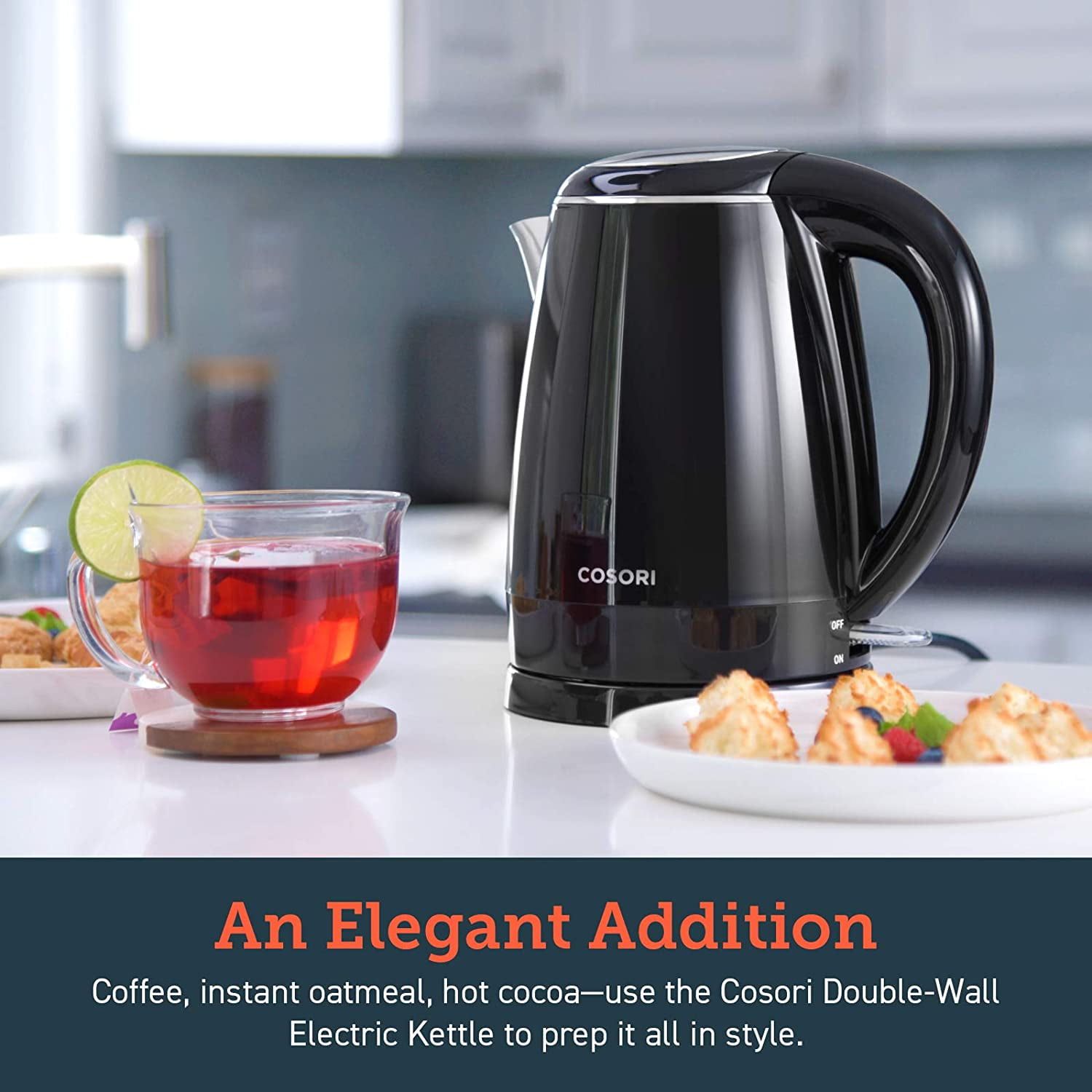 COSORI Double Wall Electric Kettle with Steel Outer Shell, Two