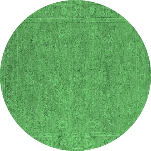 Ahgly Company Indoor Round Oriental Emerald Green Industrial Area Rugs, 5' Round