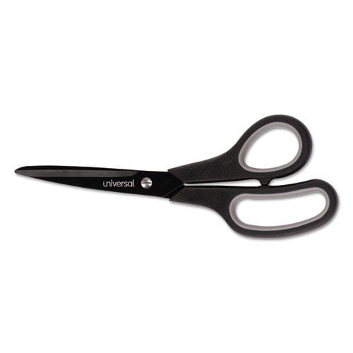 Universal UNV92021 Industrial Straight Handle 8 in. Long 3.5 in. Cut Length Carbon Blade Scissors - Black/Gray