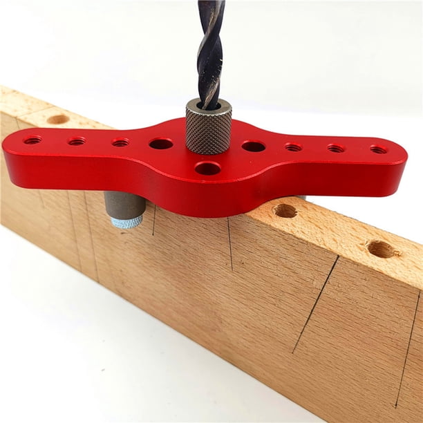 Plantilla Para Agujeros De Bolsillo Plantilla de agujero de bolsillo Vertical, herramienta de carpintería con pasador de madera de 6/8/10mm, color rojo