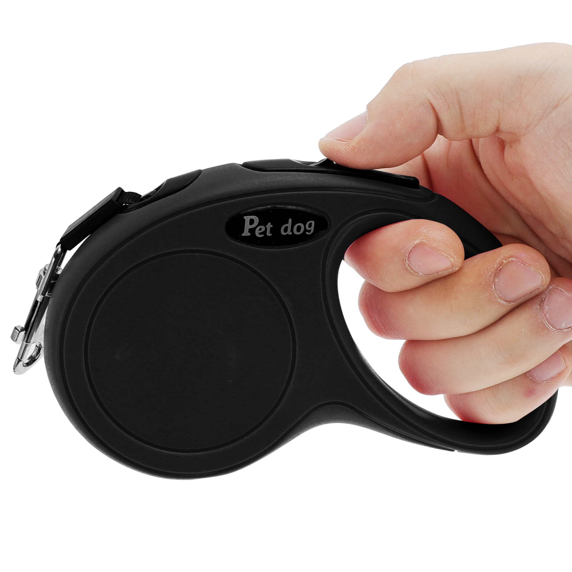 Unique Bargains Retractable Pet Leash Classic Dog Leash Soft Handle Black 196.85"