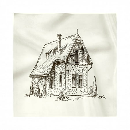 Traditional English Christmas Dinner City Old Houses Napkins Set of 4, Old English Traditional Stone House Hand-drawn Style Illustration, Silky Satin Fabric for Brunch Dinner Buffet Party, by Ambesonne ()