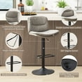 thumbnail image 4 of FIRAVOE Swivel Bar Stools Set of 2, Double-Layer Upholstered Counter Height Bar Stools with Back, PU Leather Height Adjustable Barstools for Kitchen Island, Gray, 4 of 6