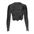 thumbnail image 3 of yillto Womens Lace Tops Long Sleeve Crewneck Tight Shirts Slim See Through Mesh Crop Top Party Clubwear, 3 of 5