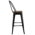 thumbnail image 4 of Industrial Country Cottage Farm Beach House Bar Pub and Dining Kitchen Bar Side Stool Chair, Metal Steel Wood, Black, 4 of 5